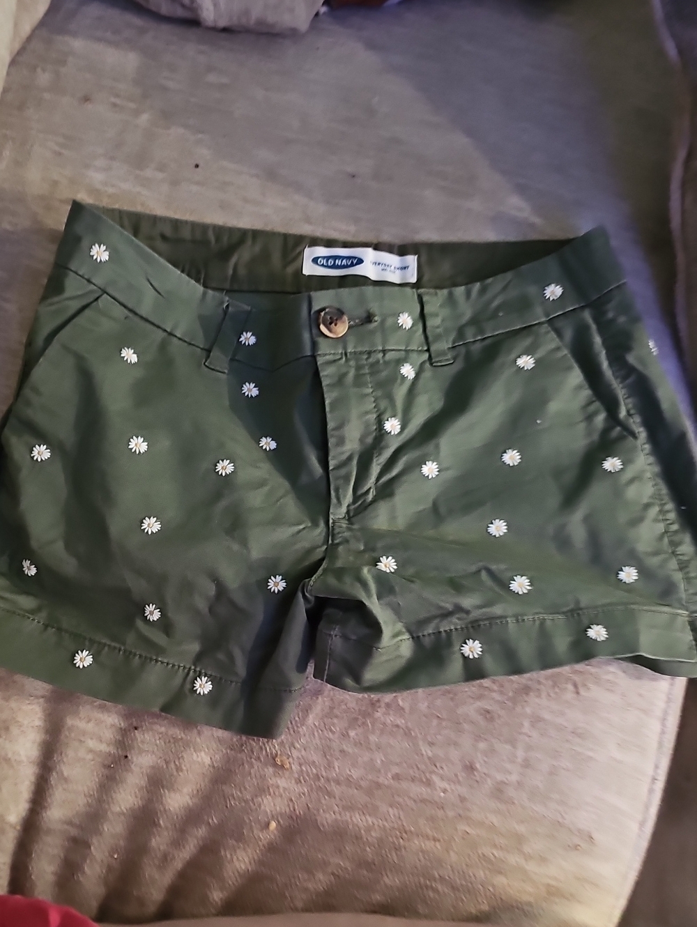 Old Navy Green Daisy Print Cotton Shorts
